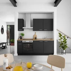 Küchenblock Touch Low m. Geräten Schwarz