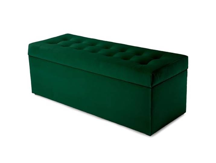 MG Design Polsterhocker 45 x 120 cm Grün mit großem Stauraum (ca. 140 L), bis 300 kg belastbar, weich mit dezentem Schimmer, pflegeleicht – Wohnbereich, Schlafraum & Flur