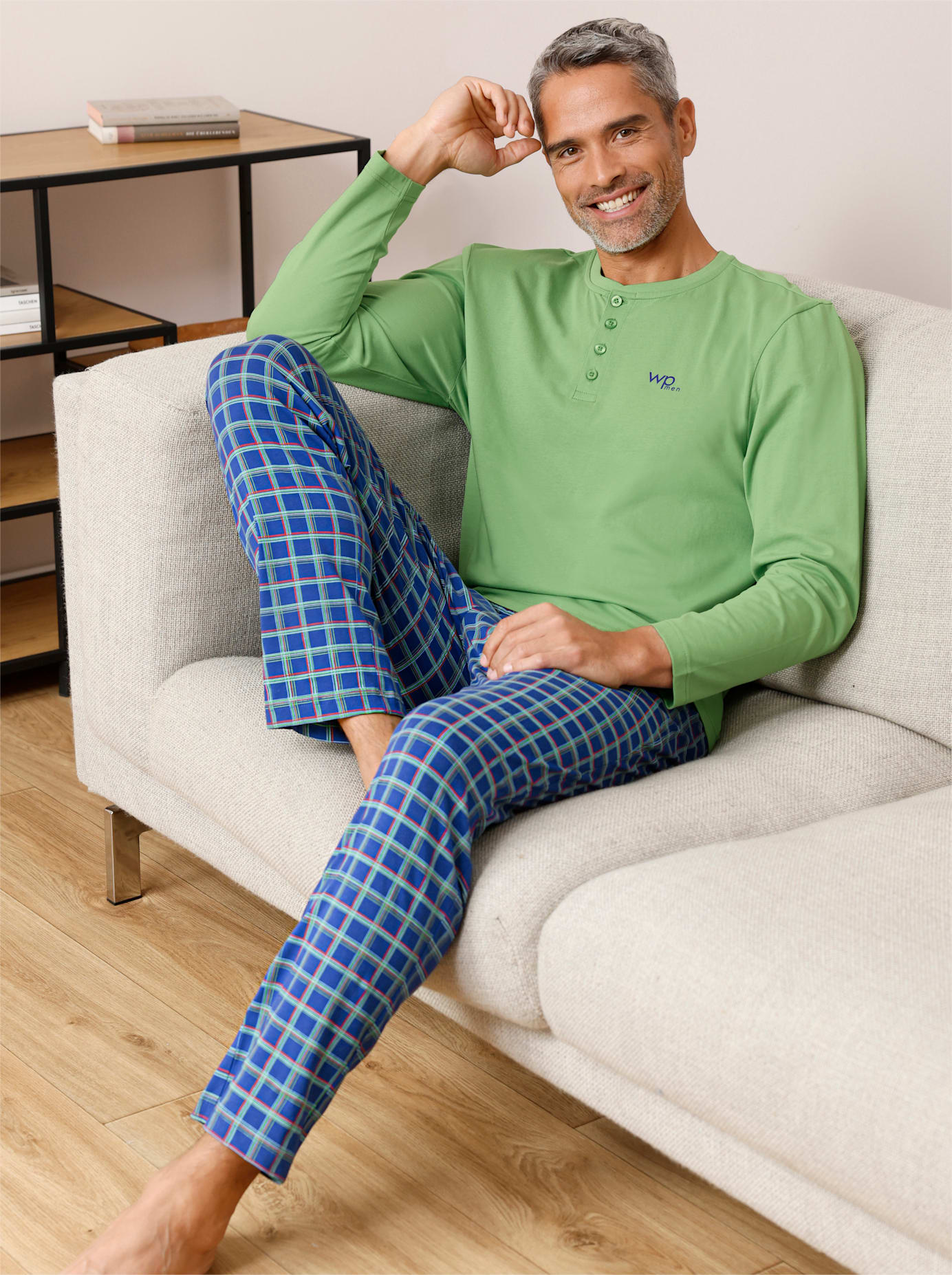 Pyjamaoberteil "Schlafanzug-Shirt", Herren, Gr. 44/46, apfel, 100% Baumwolle, unifarben, Shirts Pyjamaoberteil apfel 44/46