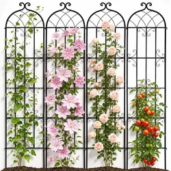 VEVOR Rankhilfe für Kletterpflanzen, 51x220 cm, 4er-Set rostfreies Metallspalier für Gartenblumen, Kletterrosen-Spalier, Rankgitter, Gurkenstütze, dekoratives Clematis-Spalier für Innenhöfe & Rasen