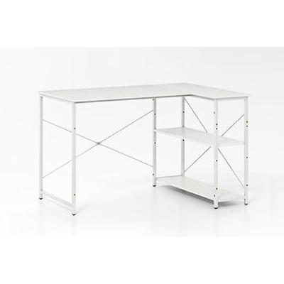 Produktname: COSTWAY L-Schreibtisch, reversible Eck-Schreibtisch mit verstellbarem Regal & Metallgestell, Holz-Computertisch, Bürotisch