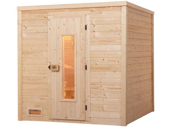 Sauna WEKA Massivholzsauna BERGEN 1.8 , beige (natur), Saunaofen, integrierte Steuerung, 5,4 kW, Saunen, Sauna, Blockbohlen, naturbelassenes Fichtenholz