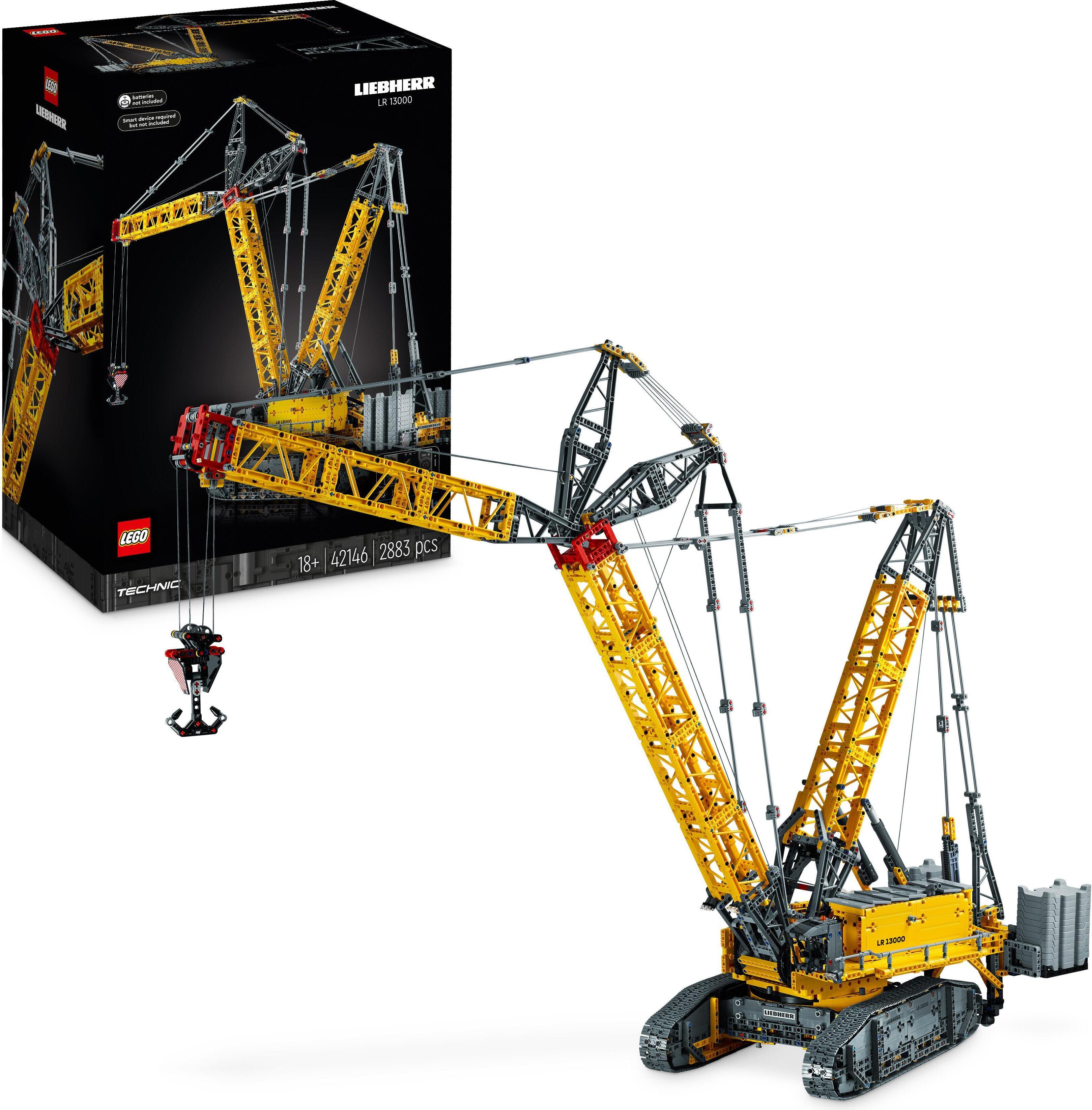 LEGO 42146 Technic Liebherr LR 13000 Raupenkran Set, Baue das ultimative ferngesteuerte Baufahrzeug-Modell mit Control+ App, Kran mit Windensystem und Wippausleger, großer Modellbausatz für Erwachsene