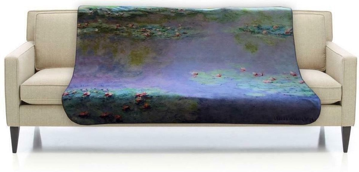 Dunne fleecedeken plaid met Waterlelies van Claude Monet, 150 x 120 cm