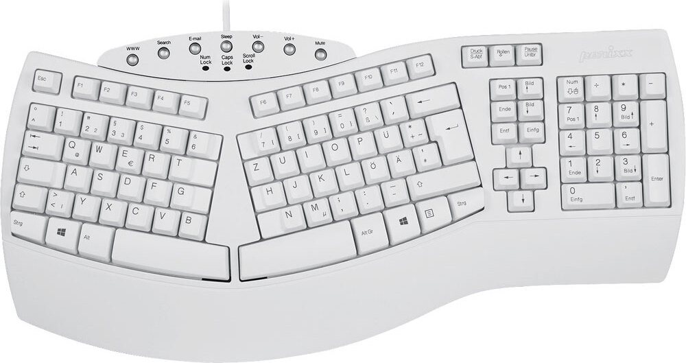 Perixx PERIBOARD-512 Ergonomisch USB-toetsenbord, wit