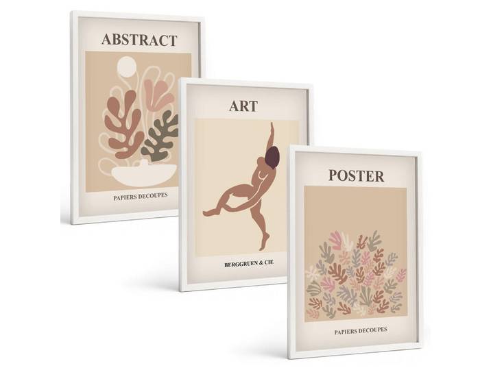 Tulup Bilder SET 3er Set - 40x60 cm Weißer Rahmen - Matisses stilvolle Kompositionen, Kunststoff, Rechteckig, 40x60 cm, gerahmt, Bilder & Rahmen, Bilder