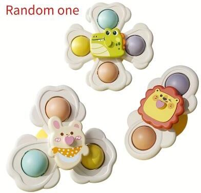 Inspired Living Cartoon Animal Suction Cup Spinning Top Set (1 3 6pcs) Stick Anywhere Suction Cup Spinner Toy For Desk, Glass & Tile random One