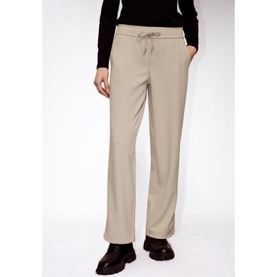 Jogger Pants STREET ONE STUDIO, Damen, Gr. 38, Länge 30, beige (buffed beige), Stoff, 69% Polyester, 27% Viskose, 4% Elasthan, unifarben, comfort fit lang, Hosen, Middle Waist