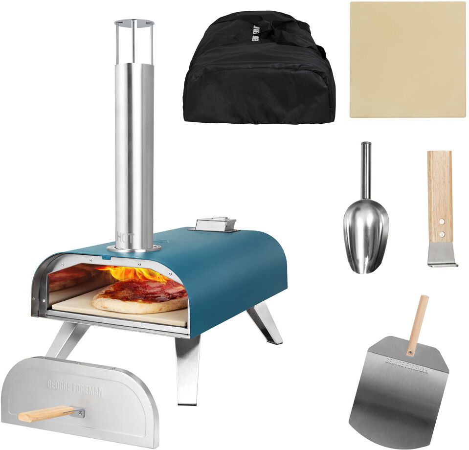 George Foreman Stainless Steel Countertop Pizza Oven Blue 12cm H X 12cm W X 10cm D