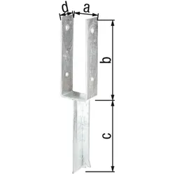 Pfostenträger U-Form, T-Eisen, 71x200mm, feuerverzinkt