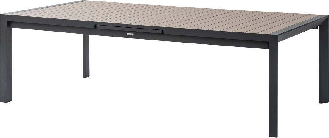 Ausziehbarer gartentisch "évasion" holzeffekt honey &amp graphite 14 plätze lates aus aluminium - Hespéride