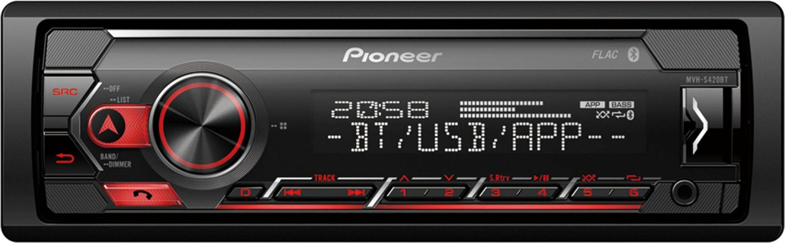 Pioneer MVH-S420BT 1DIN autoradio met RDS en halve inbouwdiepte