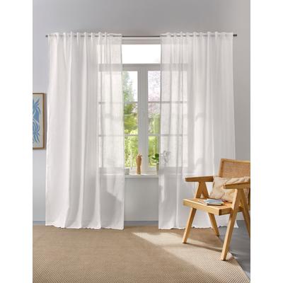 Vorhang OTTO HOME "Linsdorf, 1 Stück, halbtransparent, Leinenstruktur" Gr. 3, weiß (wollweiß), B:140cm H:245cm, Polyester, Gardinen, Leinenstruktur, halbtransparent