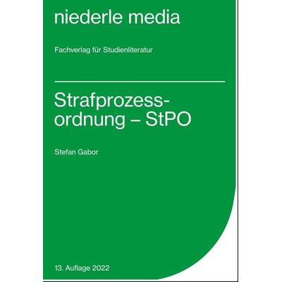 Strafprozessordnung - StPO - 2022, Taschenbuch von Jan Niederle, Niederle, J, 978-3-86724-128-1
