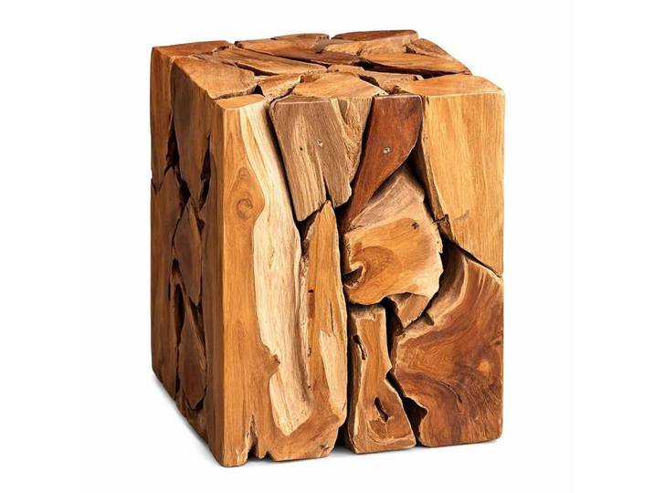 Möbel Bressmer Beistelltisch Beistelltisch Holz NAGA,Handarbeit Säule Natür Wurzelholz Quadrat 40cm