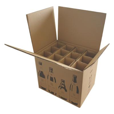 BB-Verpackungen GmbH 45 x Bierflaschenversandkarton (365 x 267 x 324 mm) 2-wellig 12er Bierflaschenkarton Flaschenkarton Transportbox PTZ-Zulassung DHL BB-Verpackungen
