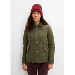 bonprix Steppjacke mit Materialmix Wollimitat, grün, Gr.56, Steppjacke mit Materialmix Wollimitat