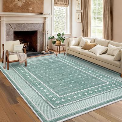 Garvee Washable Border Geometric Area Rugs for Living Room Bedroom