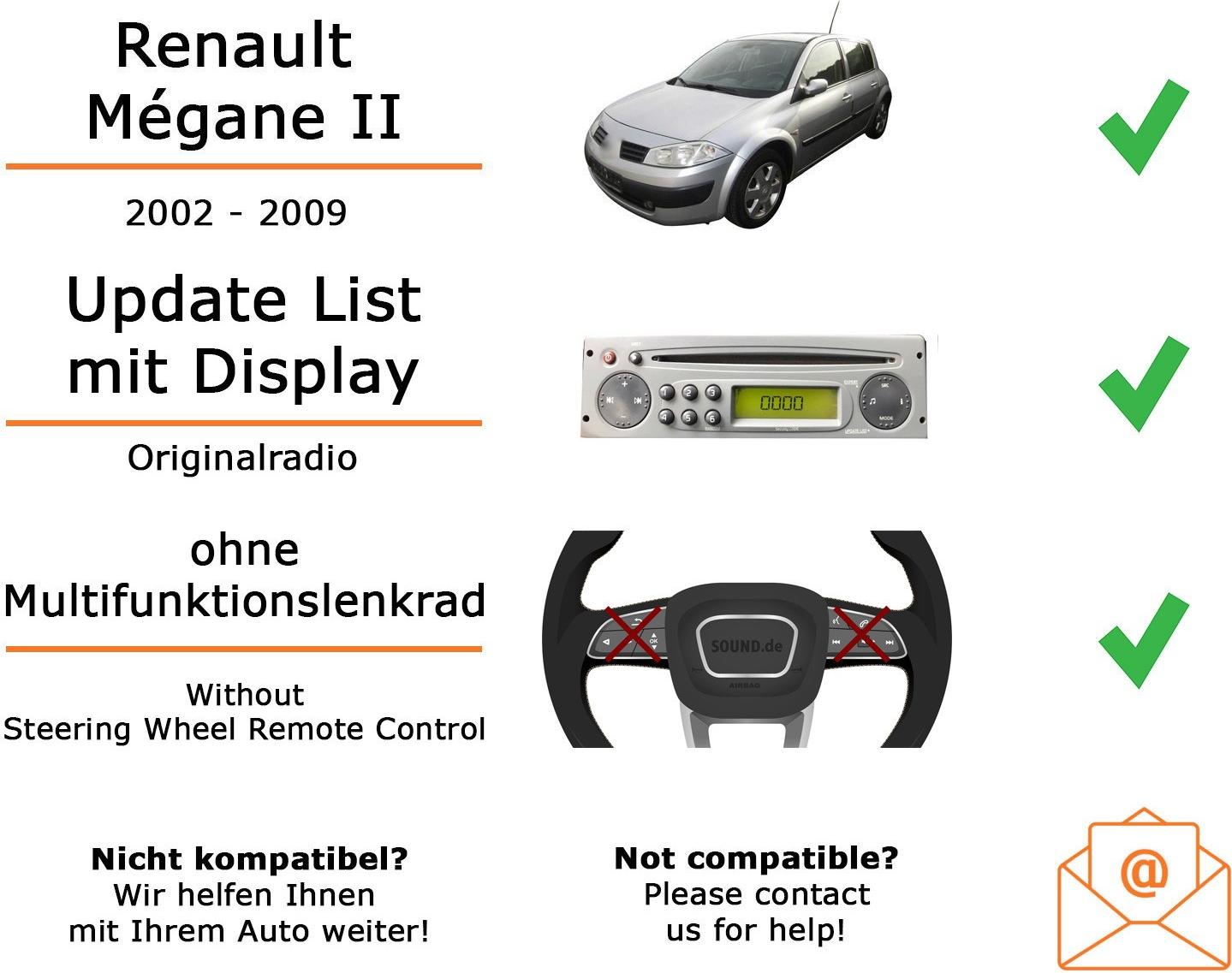 Autoradio Einbaupaket Kenwood DMX5020BTS passend für Renault Megane 2 mit Update List Radio Schwarz | Apple CarPlay Android Auto