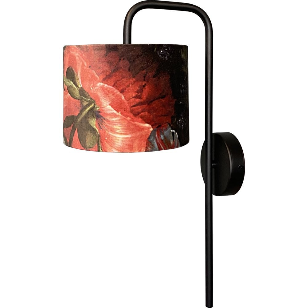 Masterlight Venus wandlamp met multicolor Flower lampenkap in zwart metaal