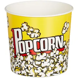 Relaxdays Popcorn Eimer, 6er Set, Popcorn Behälter Kunststoff, wiederverwendbar, 2,8 l, Retro Popcornbecher, gelb