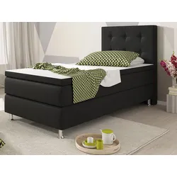 IHG Boxspringbett Köln 90x200 Webstoff Schwarz