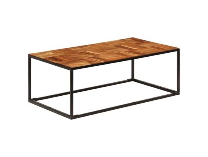 HEFZGDB Couchtisch 110x60x40 cm aus Massivholz Akazie und Stahl, Stabiler Beistelltisch mit ästhetischer Holzmaserung, einfach zu reinigen und zu montieren, langlebiges
