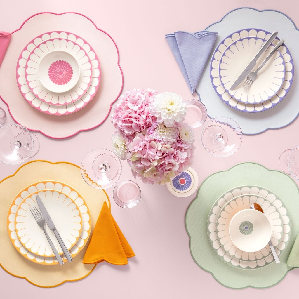 Platzset VILLEROY & BOCH "Platzsets Fleur Accessoires ø 40 cm 6er Set rosa", rosa, B:40cm H:2mm L:40cm Ø:40cm, Platzsets, Platzset, waschbar bei 30 Grad C