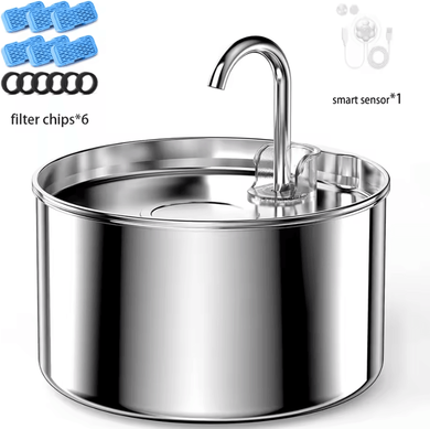 Inspire Curations PureFlow Stainless Steel Automatic Pet Water Fountain add 6filters Sensor l 2l