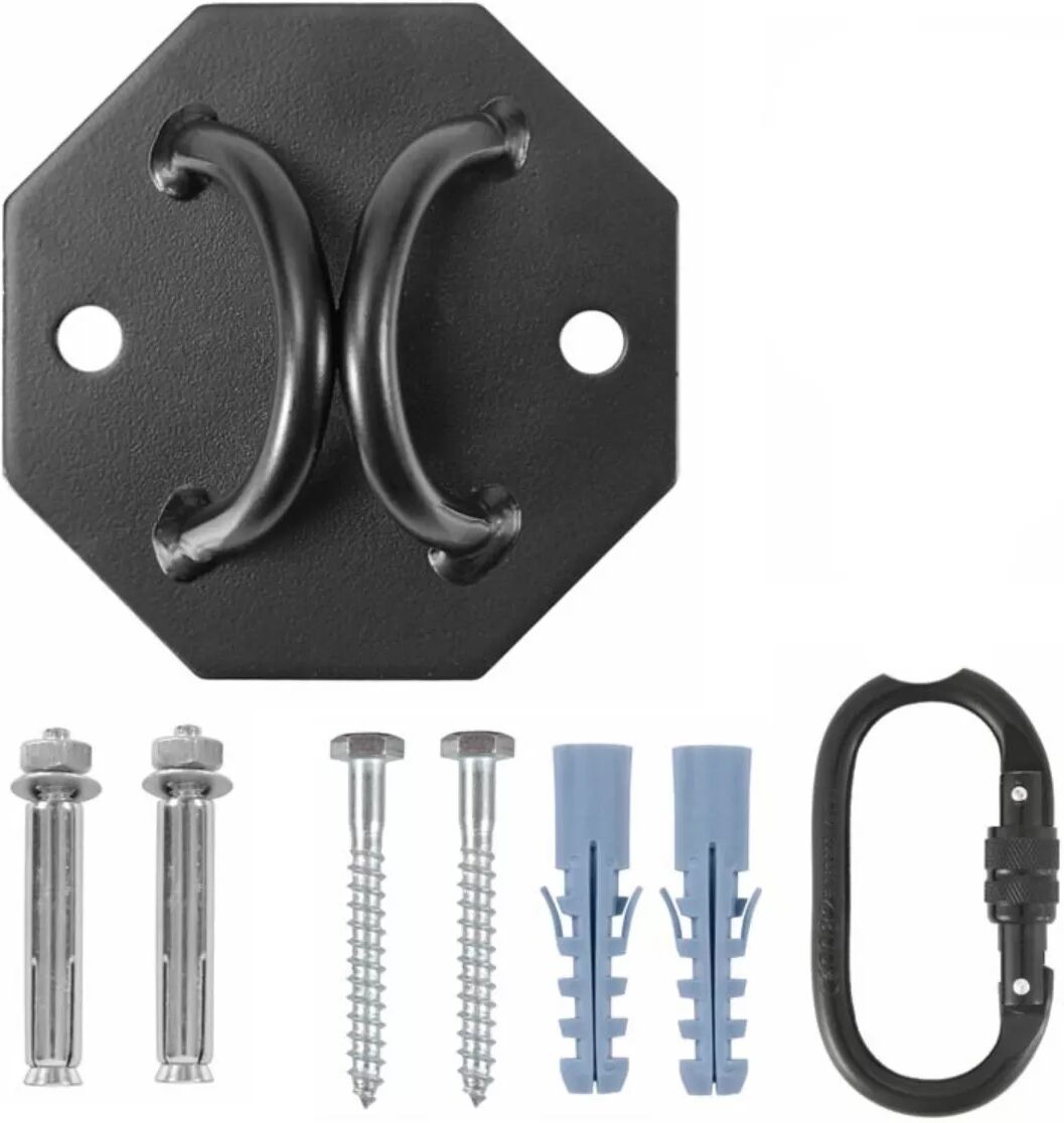 INF Hexagon Sicherheits-Hängematten-Ankerplatte mit Karabiner und Befestigungen — Eisen Schwarz Komplettset für Aerial Yoga,