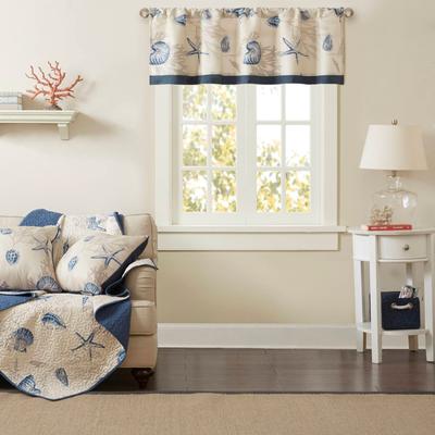 Madison Park Bayside Navy Cotton Printed Window Valance with Coastal Motif/ Rod Pocket Finish