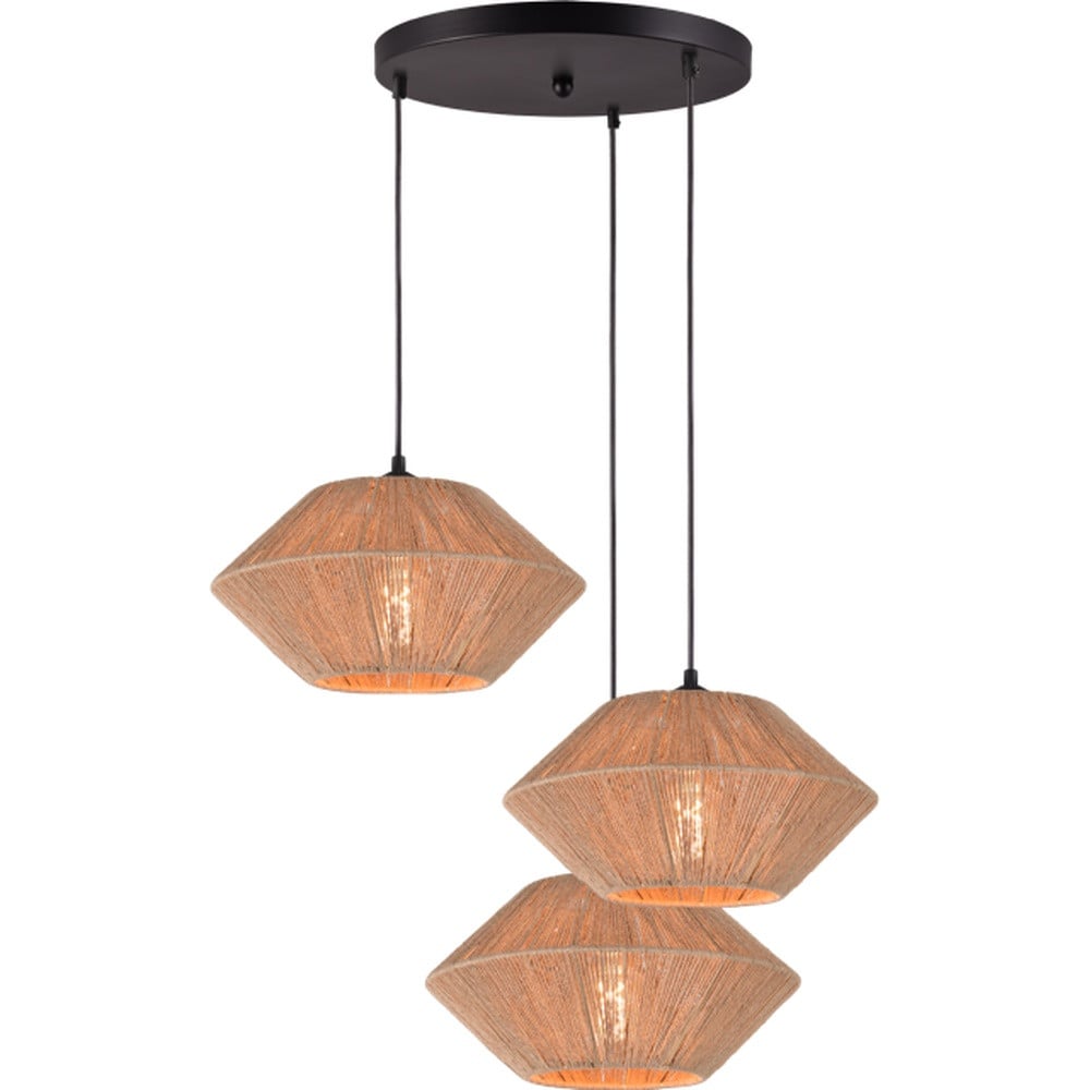 Masterlight Bicono Japandig hanglamp - 3x Ø35 cm - Bruin/Zwart - Rattan en Aluminium