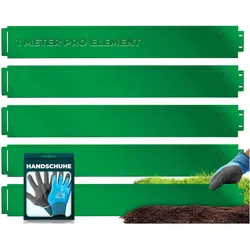 KESSER® Rasenkante Beeteinfassung Beetumrandung 5 bis 50m Beetbegrenzung Rasenbleche Mähkante Metall Palisade Inkl. Handschuhe