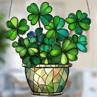 Uplifted Finds St. Patrick's Day Lucky Clover Sun Catcher Window Hanging Decoration St. Patrick's Day Lucky Clover Sun Catcher Window Hanging Decoration