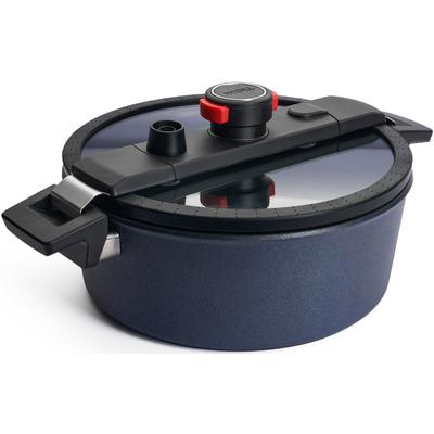 Dampfgartopf WOLL "MADE IN GERMANY - Active-Lite", grau (anthrazit), H:10,5cm Ø:28cm, Töpfe, Dampfkochtopf, incl. Active Lite Deckel, Induktion