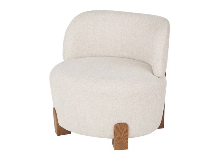 Beiger Sessel mit Beinen aus Eschenholz