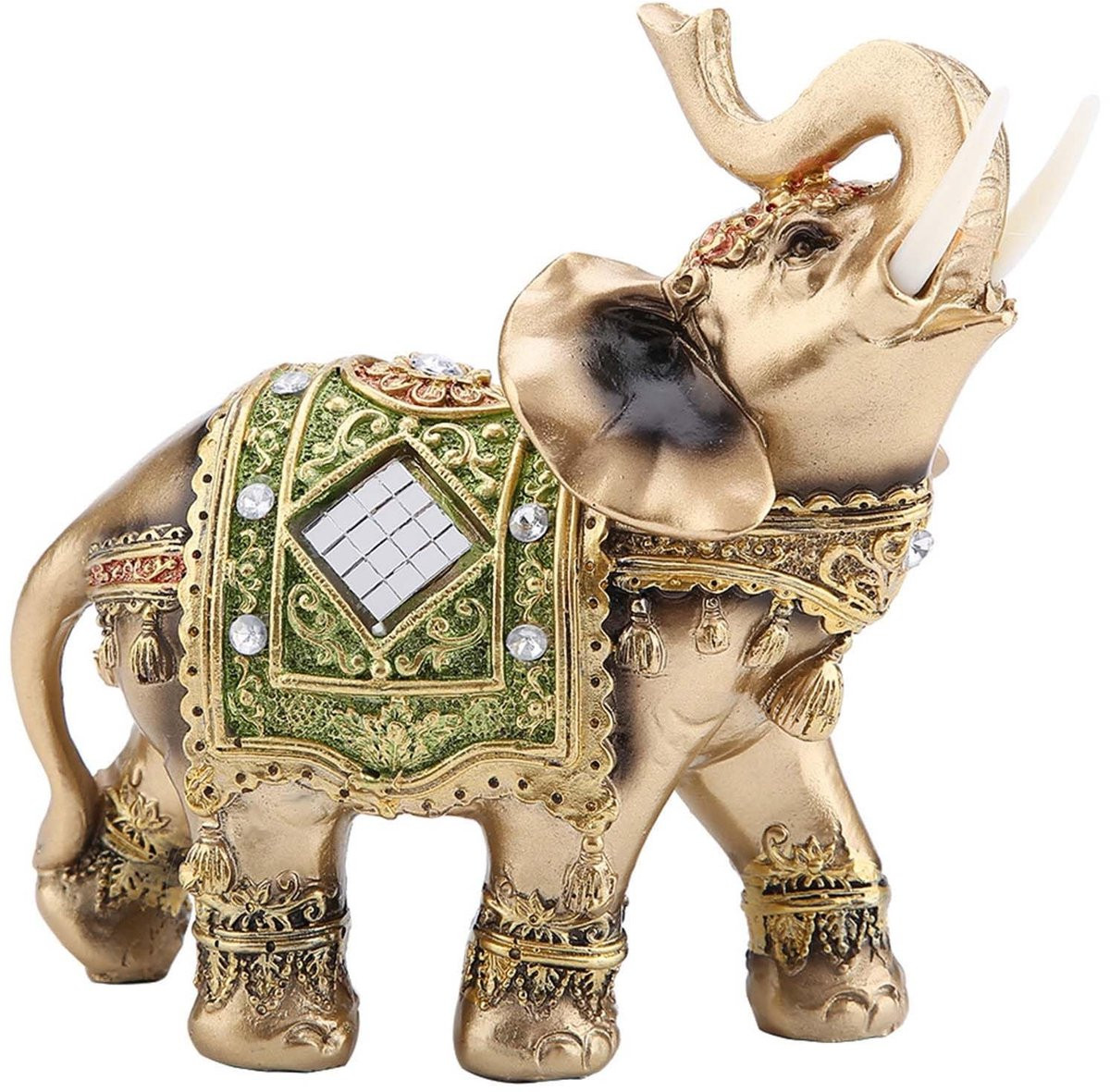 Dailygoody Olifant standbeeld Feng Shui geluksvogel Groen