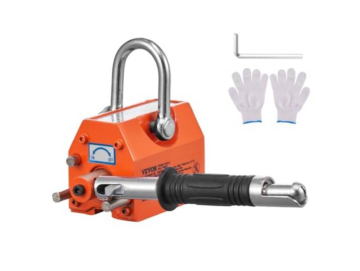 VEVOR Levage Magnétique 100 kg Aimant de Levage Permanent en Néodyme N42 Porteur Magnétique avec Crochet Chromé Facteur de Sécurité 2\,5 Outil pour Manutention de Tôle Matériels Magnétiques 92x61x73 mm