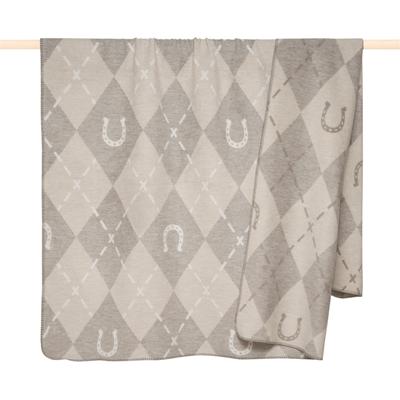 Wohndecke PAD "UWZ41REE", beige (mid grau), B:150cm L:200cm, Baumwolle, Wohndecken, Wohndecke, Pferdeglück im Karo-Design – Landhausstil mit Wiedererkennungswert