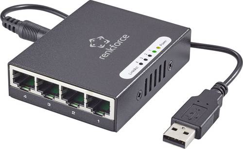 Renkforce RF-4270245 RF-4270245 Netzwerk Switch 4 Port 1000MBit/s USB-Stromversorgung