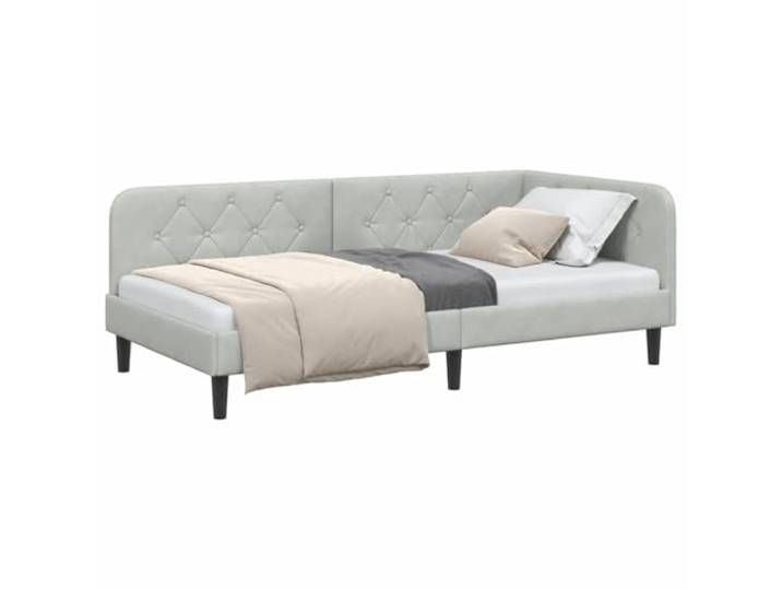 KTHLBRH Eckbett, hellgrau, 90 x 200 cm, Samt Wendbare Armlehne, Schlafsofa, Holzrahmen, 140 kg, für Wohnzimmer