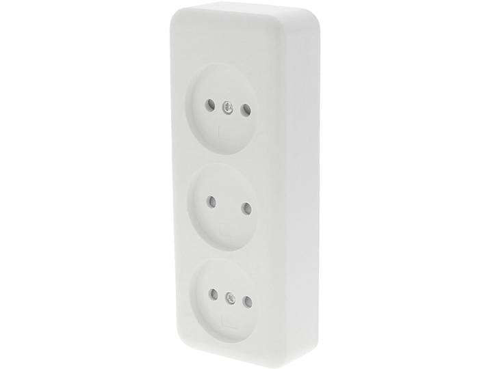 Q-LINK - Wandcontactdoos - Opbouw - 3-voudig Stopcontact - Kinderbeveiliging - Polarwit