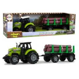 Lean Toys Grüner Traktor mit Anhänger (37150361)