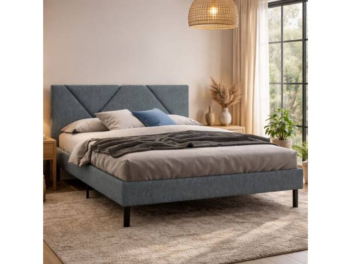 Lit Double Morpheus Dmora en Tissu Gris Taupe\ Taupe