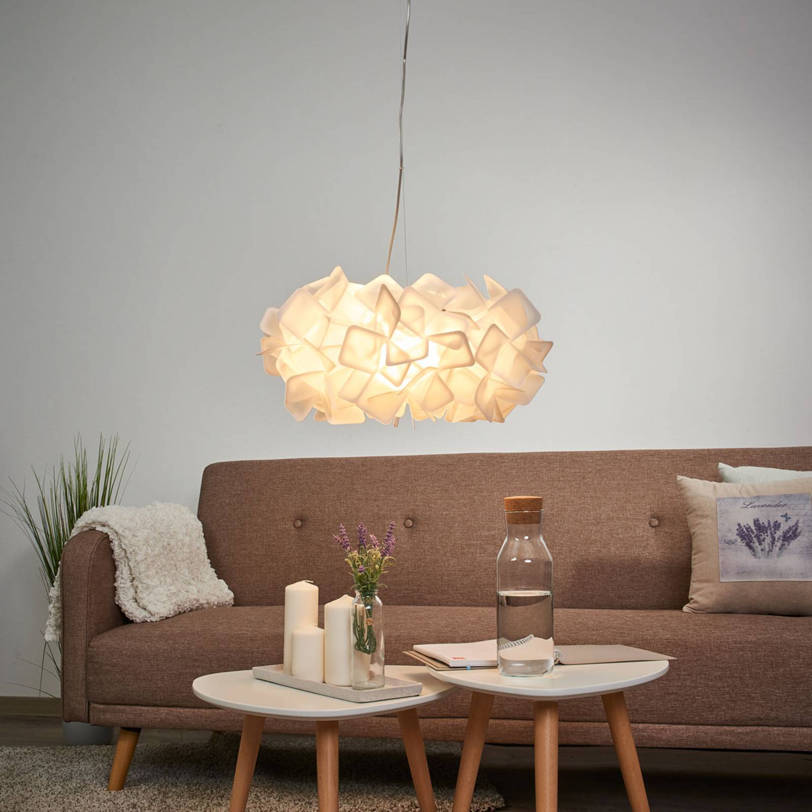 Slamp Designer Pendant Light CLIZIA, dimmable, White / opal, Living / Dining Room, Plastic, Design, Ceiling Light