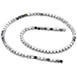 Glas-Mosaik Perlenkette Würfel, silber
