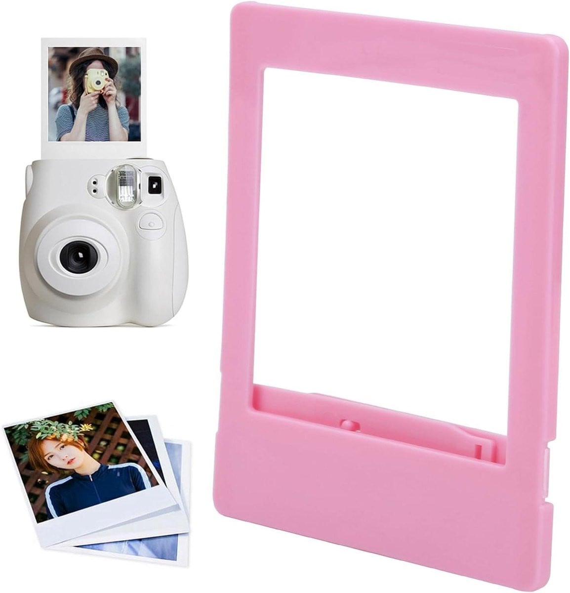Roze Fotohouder voor op je bureau met achtersteun - 7,7 x 9 cm