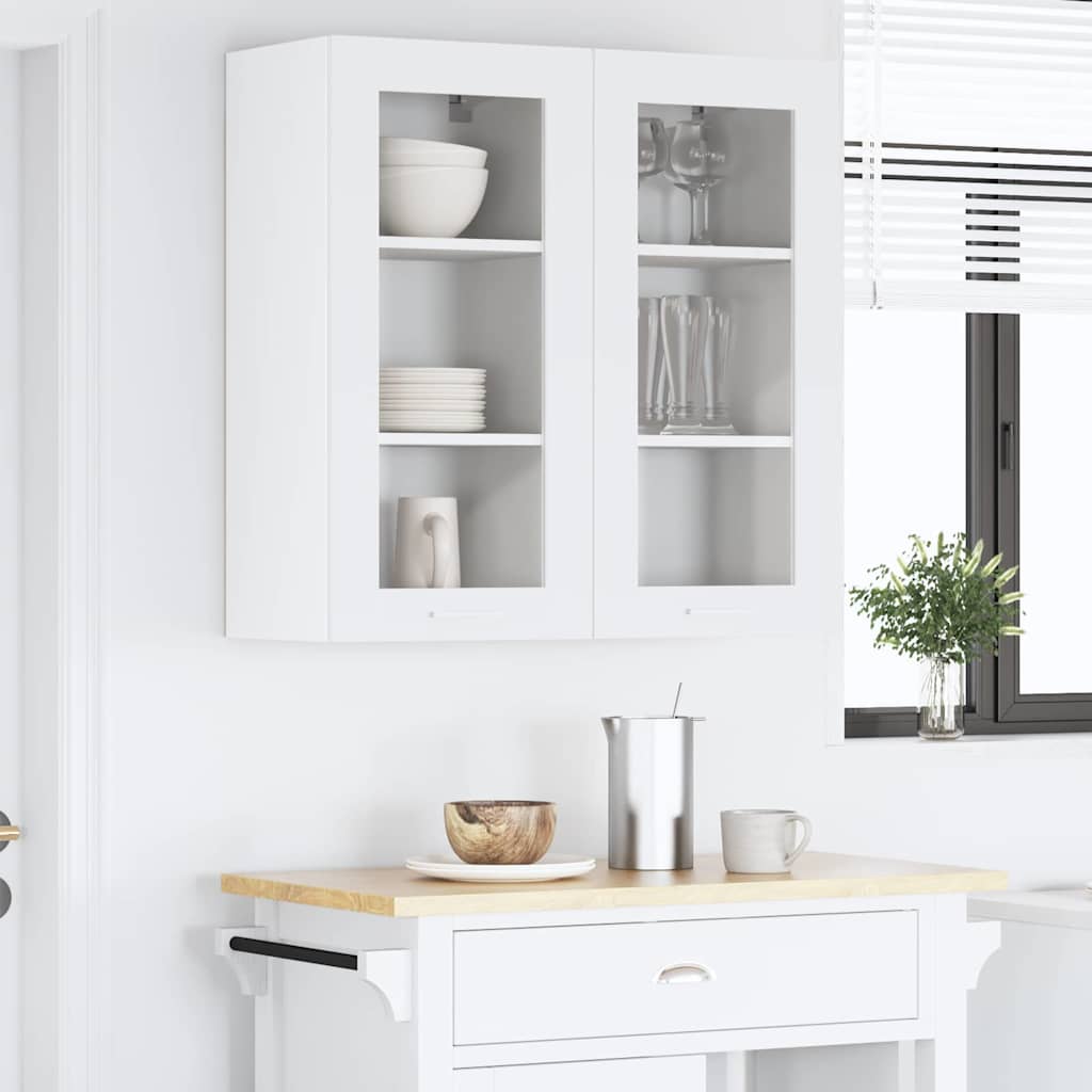 vidaXL Armoire suspendue 2 pc Blanc Bois d'ingénierie