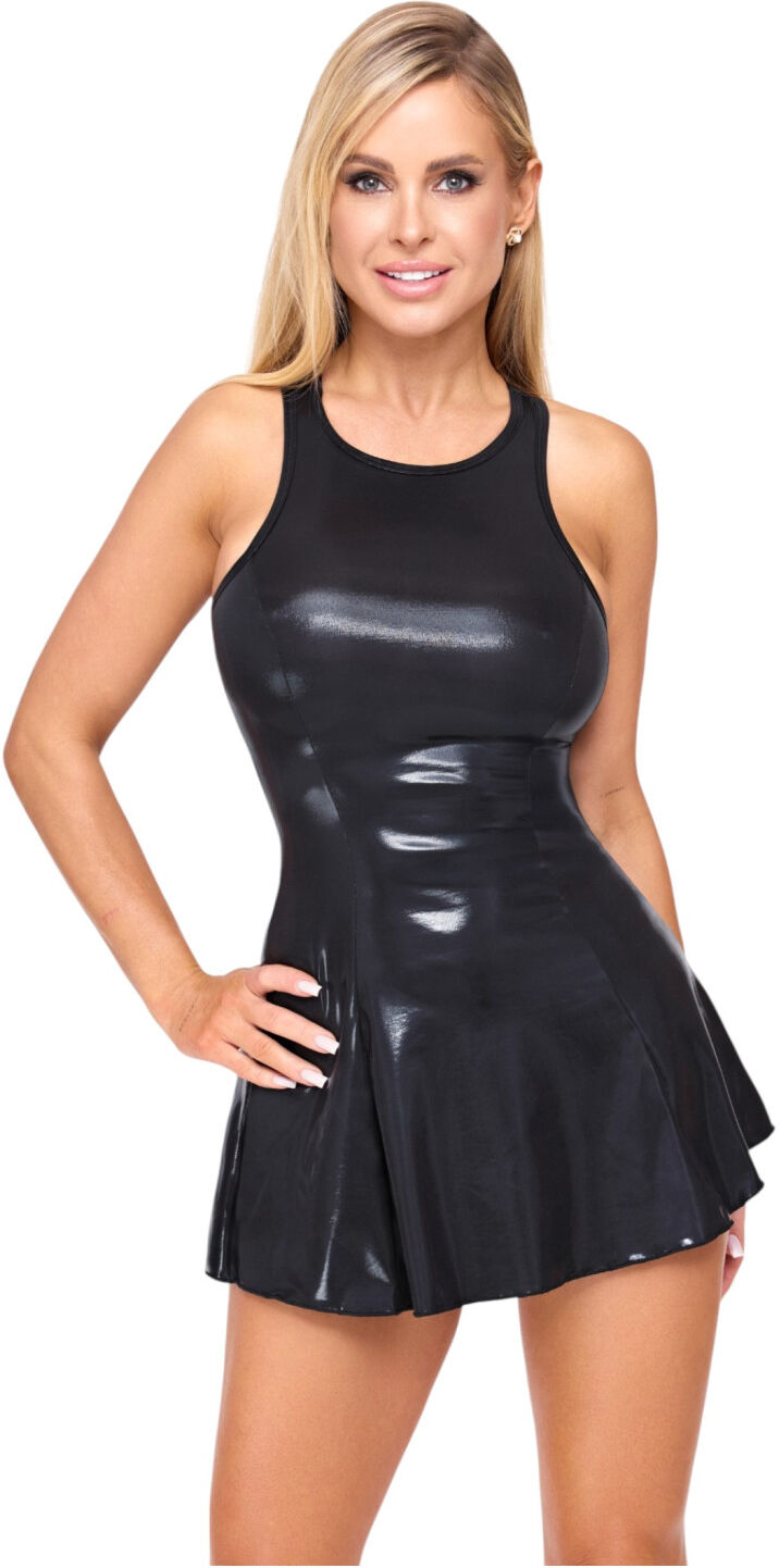 Cottelli - lacquer‑effect mini dress (black)