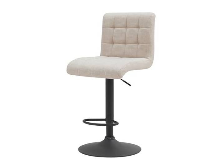Hela Tische, Barhocker Hochstuhl Erika, Bezug Webstoff Beige, 360° drehbar, Lift Höhenverstellung, Trompetenfuß Schwarz, Oeko-Tex, PFCfree, H93-114cm